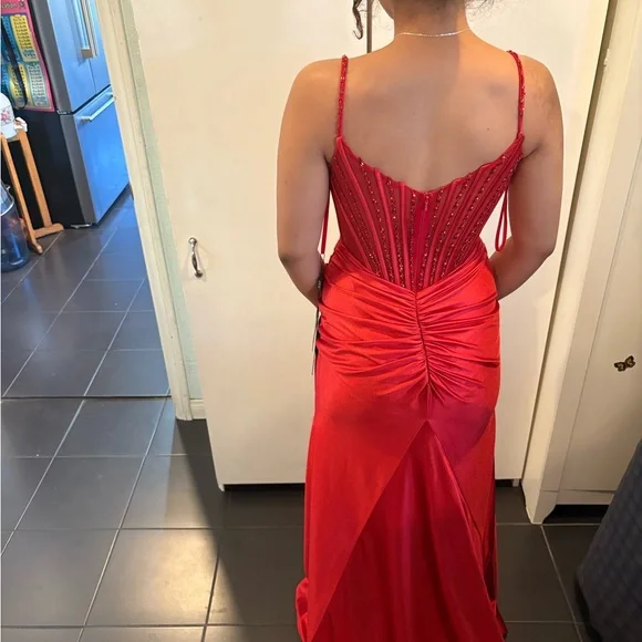 Elegant Red Beaded Dress